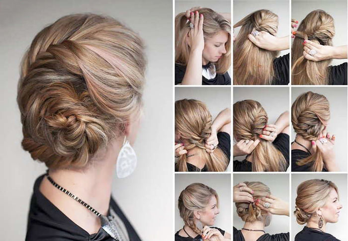 The high updo with French braids and knots