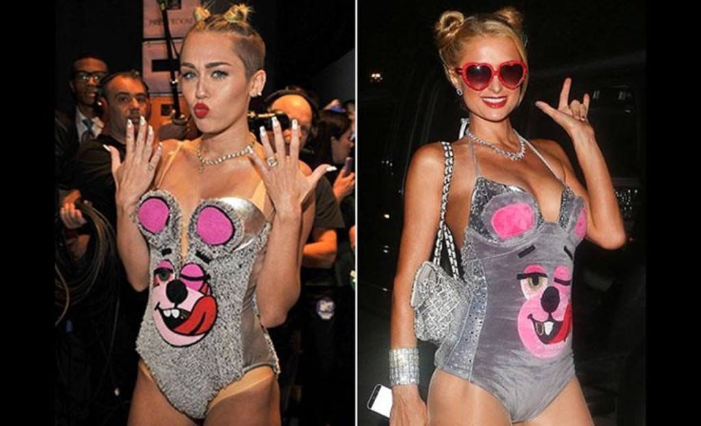 Paris Hilton tried on the costume of Miley Cyrus